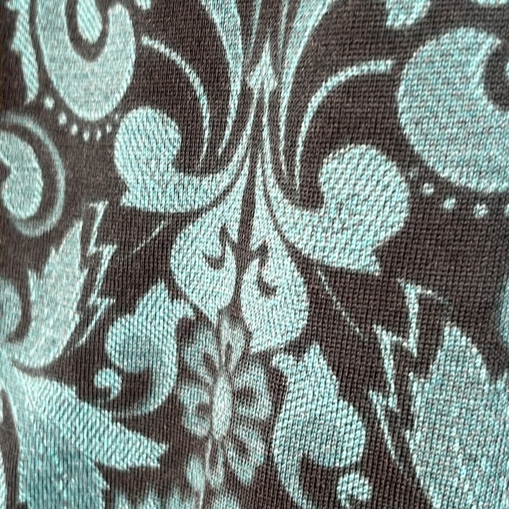 Talbots Merino Wool Open Front Teal/Evergreen Scr… - image 2